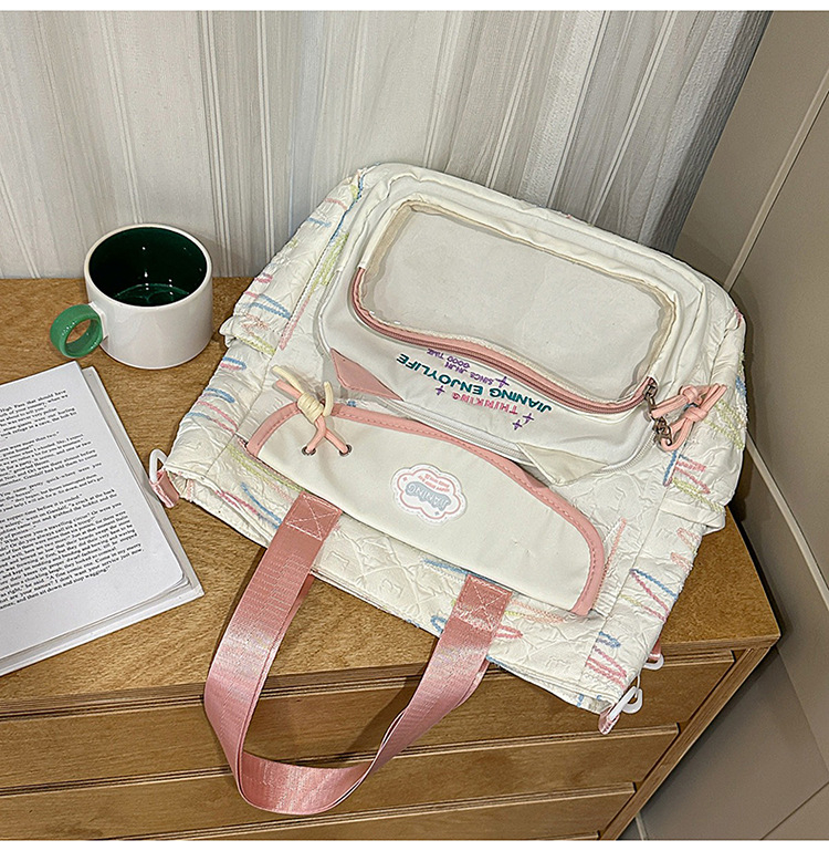 Rucsac pentru școală – exterior din nailon, impermeabil, stil proaspăt și drăguț, bretele curbate, căptușeală din poliester