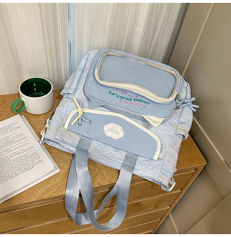 Rucsac pentru școală – exterior din nailon, impermeabil, stil proaspăt și drăguț, bretele curbate, căptușeală din poliester