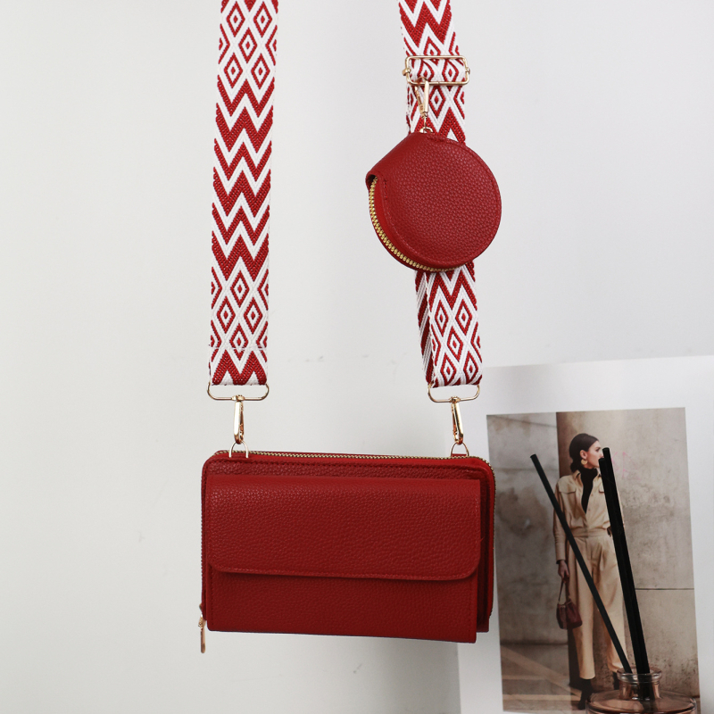 Ženska PU crossbody torba s lychee teksturom, horizontalno kvadratnog oblika, zatvarač, unutarnji džep za mobitel i džep sa zatvaračem, gradski minimalistički stil, proljeće 2025