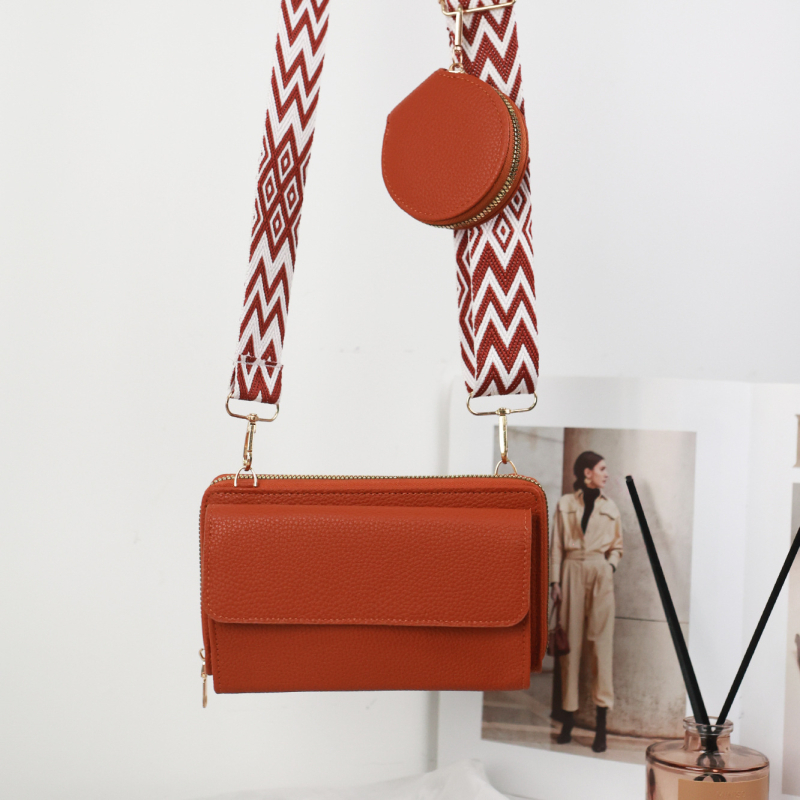Ženska PU crossbody torba s lychee teksturom, horizontalno kvadratnog oblika, zatvarač, unutarnji džep za mobitel i džep sa zatvaračem, gradski minimalistički stil, proljeće 2025