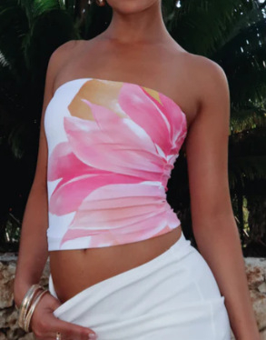 Tube Top/Bustier από Milk Silk ύφασμα, πολυεστερική σύνθεση, μήκος μέχρι τη μέση, άνοιξη 2025