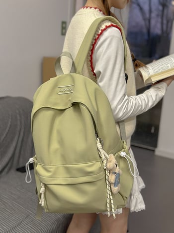 Ghiozdan școlar din nylon, rezistent la uzură, stil urban minimalist, bretele curbate