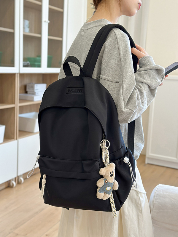 Ghiozdan școlar din nylon, rezistent la uzură, stil urban minimalist, bretele curbate