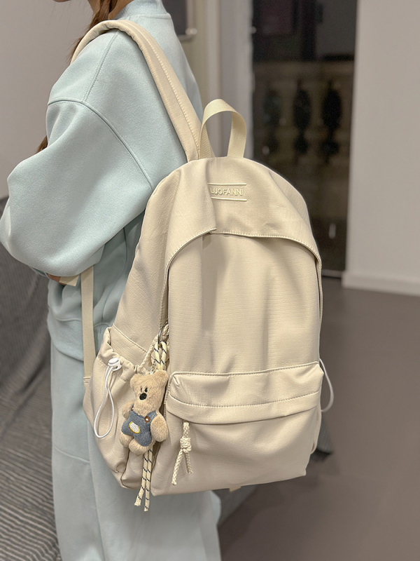 Ghiozdan școlar din nylon, rezistent la uzură, stil urban minimalist, bretele curbate