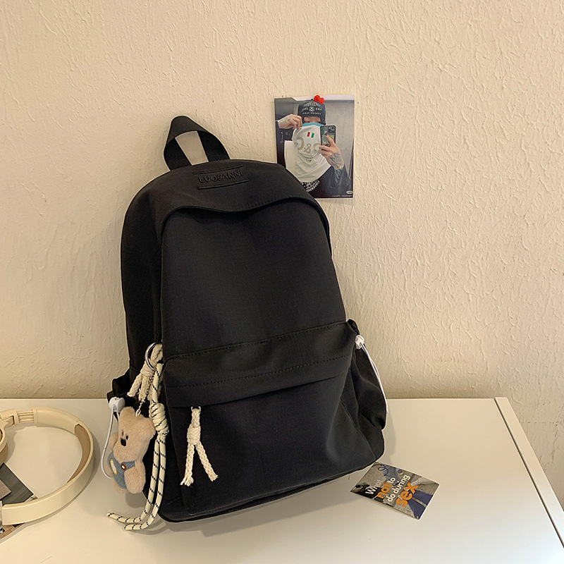 Ghiozdan școlar din nylon, rezistent la uzură, stil urban minimalist, bretele curbate