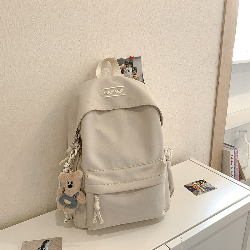 Ghiozdan școlar din nylon, rezistent la uzură, stil urban minimalist, bretele curbate