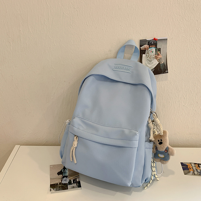 Ghiozdan școlar din nylon, rezistent la uzură, stil urban minimalist, bretele curbate