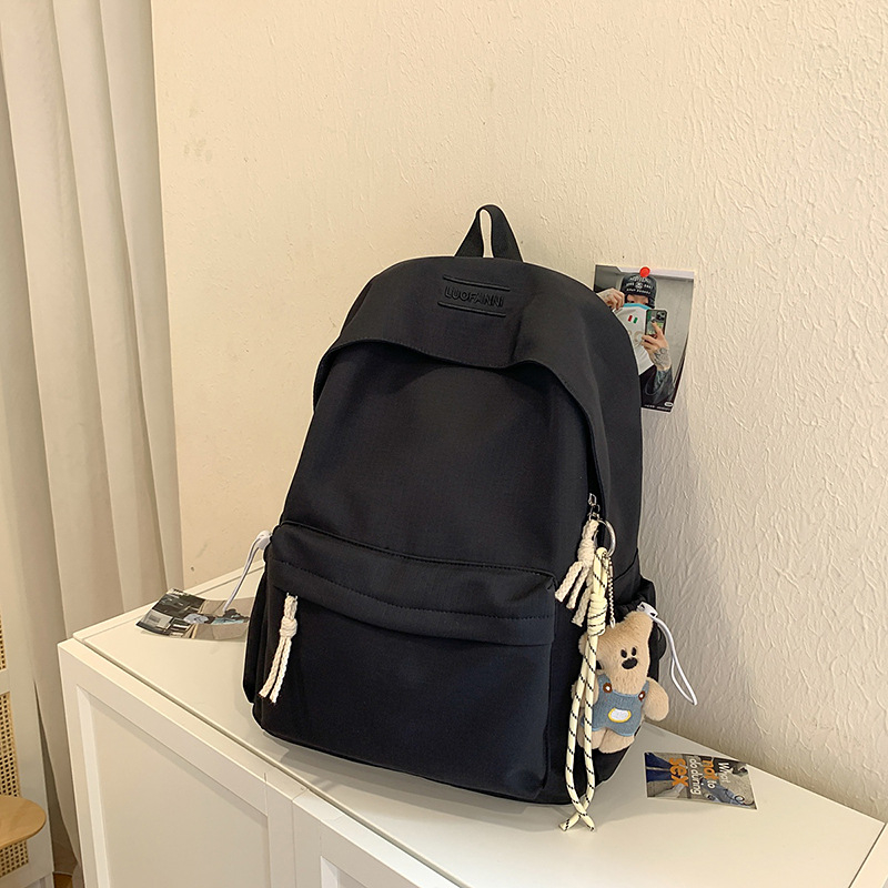 Ghiozdan școlar din nylon, rezistent la uzură, stil urban minimalist, bretele curbate