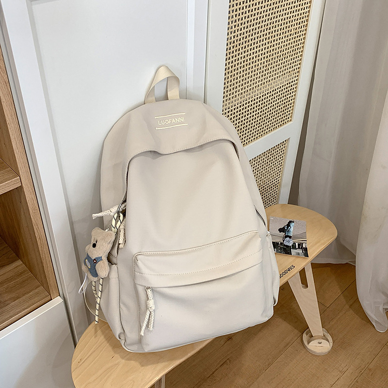 Ghiozdan școlar din nylon, rezistent la uzură, stil urban minimalist, bretele curbate