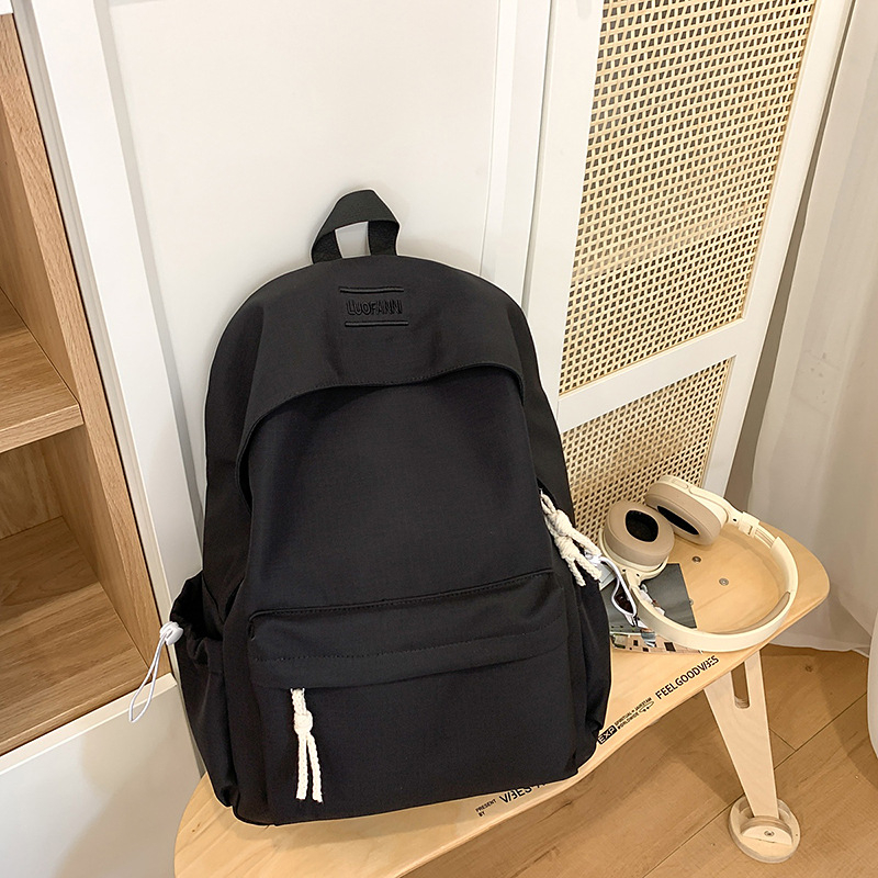 Ghiozdan școlar din nylon, rezistent la uzură, stil urban minimalist, bretele curbate