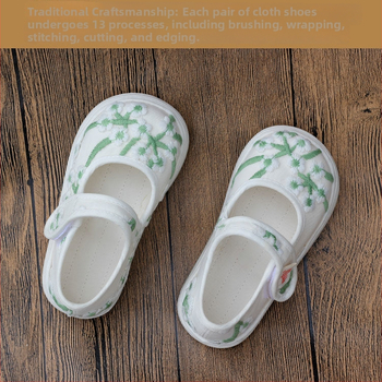 Pantofi din pânză cu cap de tigru pentru copii mici, partea superioară din bumbac și talpa din bumbac, respirabili, stil Hanfu pentru fetițe 1–3 ani