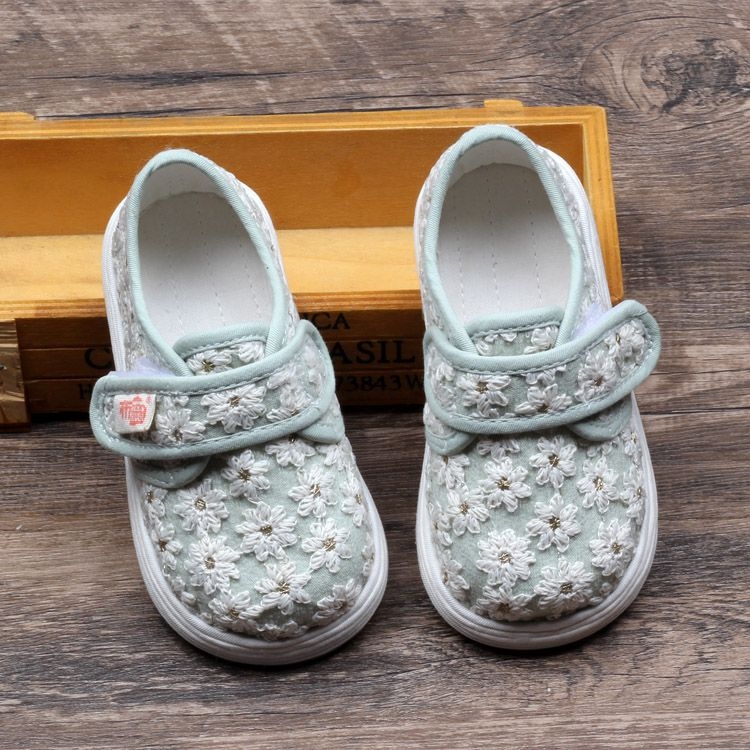 Pantofi din pânză cu cap de tigru pentru copii mici, partea superioară din bumbac și talpa din bumbac, respirabili, stil Hanfu pentru fetițe 1–3 ani