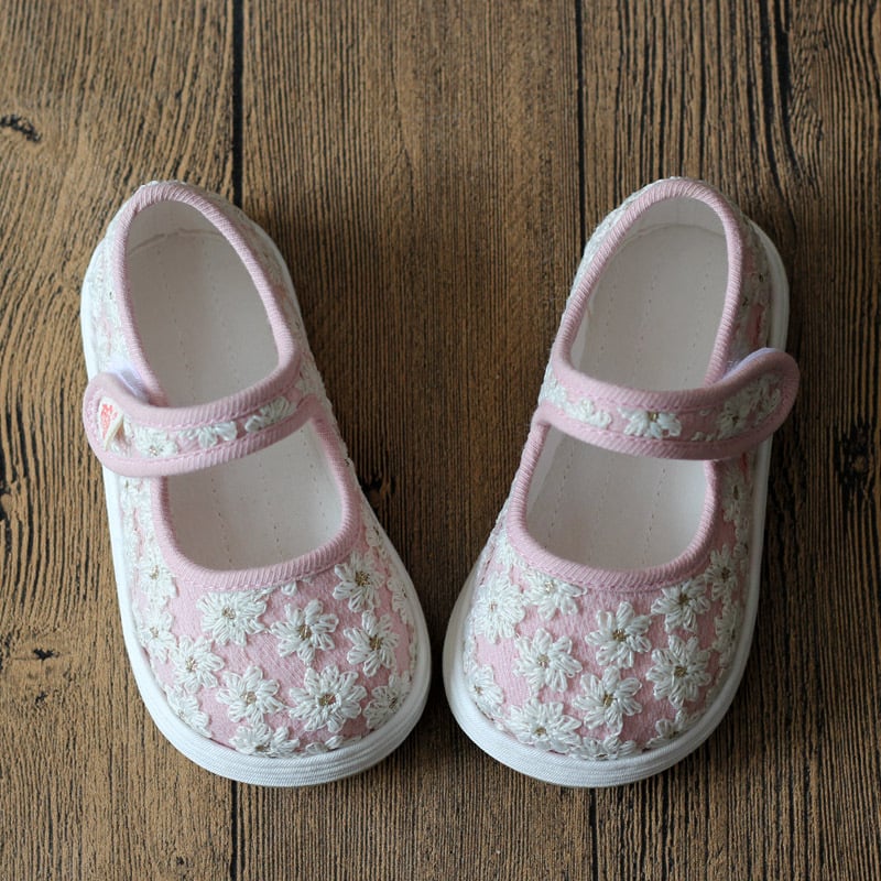 Pantofi din pânză cu cap de tigru pentru copii mici, partea superioară din bumbac și talpa din bumbac, respirabili, stil Hanfu pentru fetițe 1–3 ani