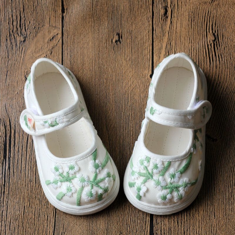 Pantofi din pânză cu cap de tigru pentru copii mici, partea superioară din bumbac și talpa din bumbac, respirabili, stil Hanfu pentru fetițe 1–3 ani