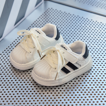 Gyerekeknek Shell Toe sportcipő Velcro-zárással, PU felsőrész, gumírozott talp, csúszásmentes, 1–3 és 4–6 évesek