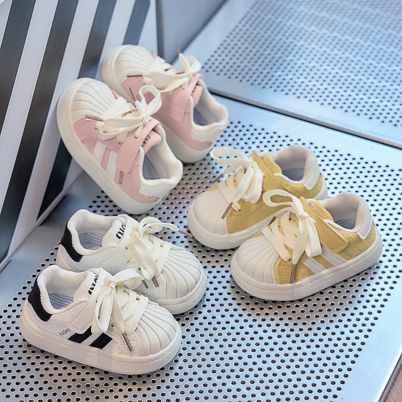 Gyerekeknek Shell Toe sportcipő Velcro-zárással, PU felsőrész, gumírozott talp, csúszásmentes, 1–3 és 4–6 évesek