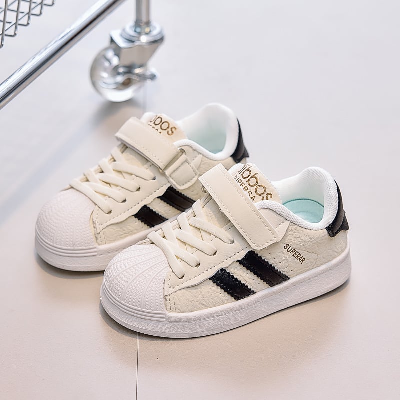 Gyerekeknek Shell Toe sportcipő Velcro-zárással, PU felsőrész, gumírozott talp, csúszásmentes, 1–3 és 4–6 évesek