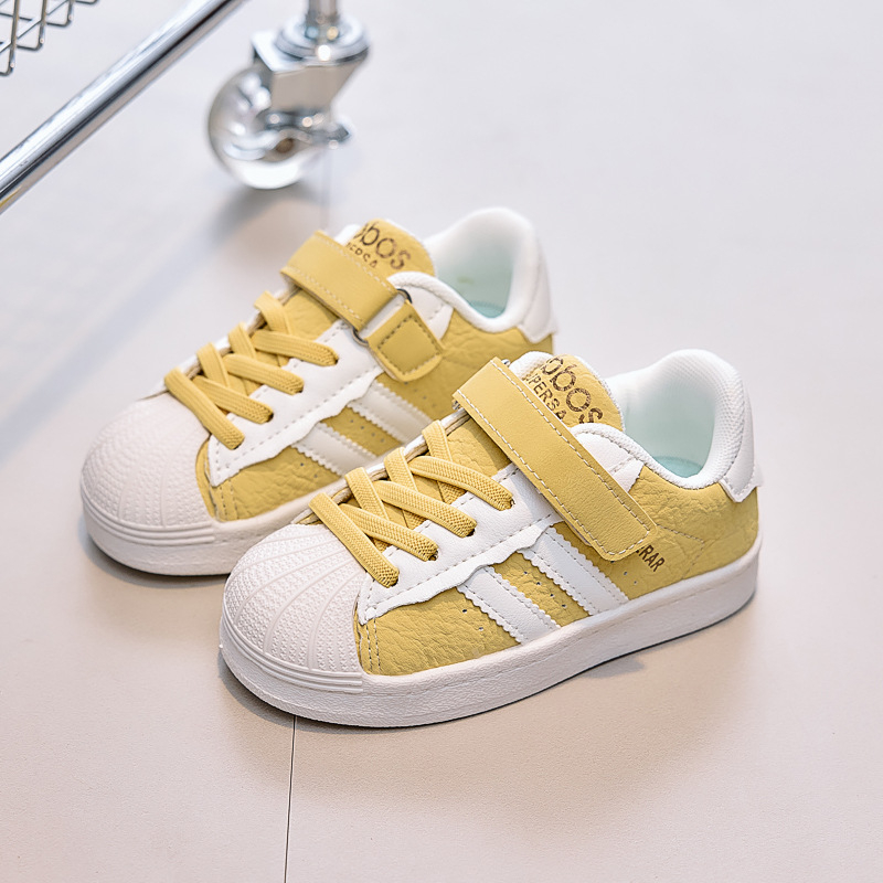 Gyerekeknek Shell Toe sportcipő Velcro-zárással, PU felsőrész, gumírozott talp, csúszásmentes, 1–3 és 4–6 évesek