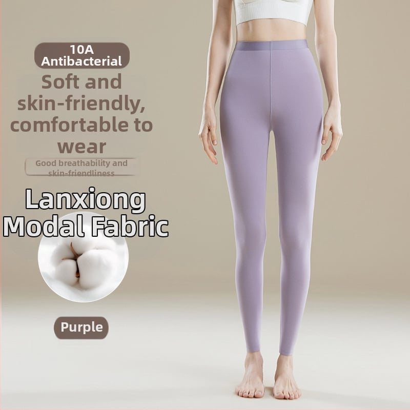 Pantaloni termici femei talie înaltă - Amestec Modal, 30–50% modal, modelare corp, păstrează căldura, culoare uni