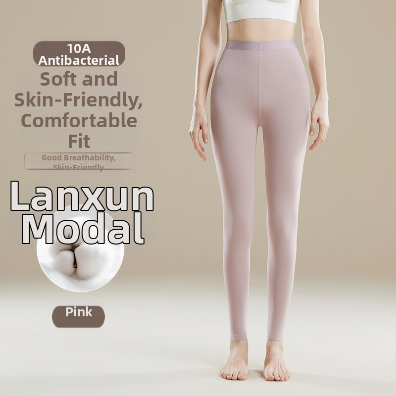 Pantaloni termici femei talie înaltă - Amestec Modal, 30–50% modal, modelare corp, păstrează căldura, culoare uni