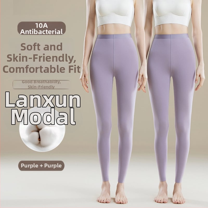 Pantaloni termici femei talie înaltă - Amestec Modal, 30–50% modal, modelare corp, păstrează căldura, culoare uni