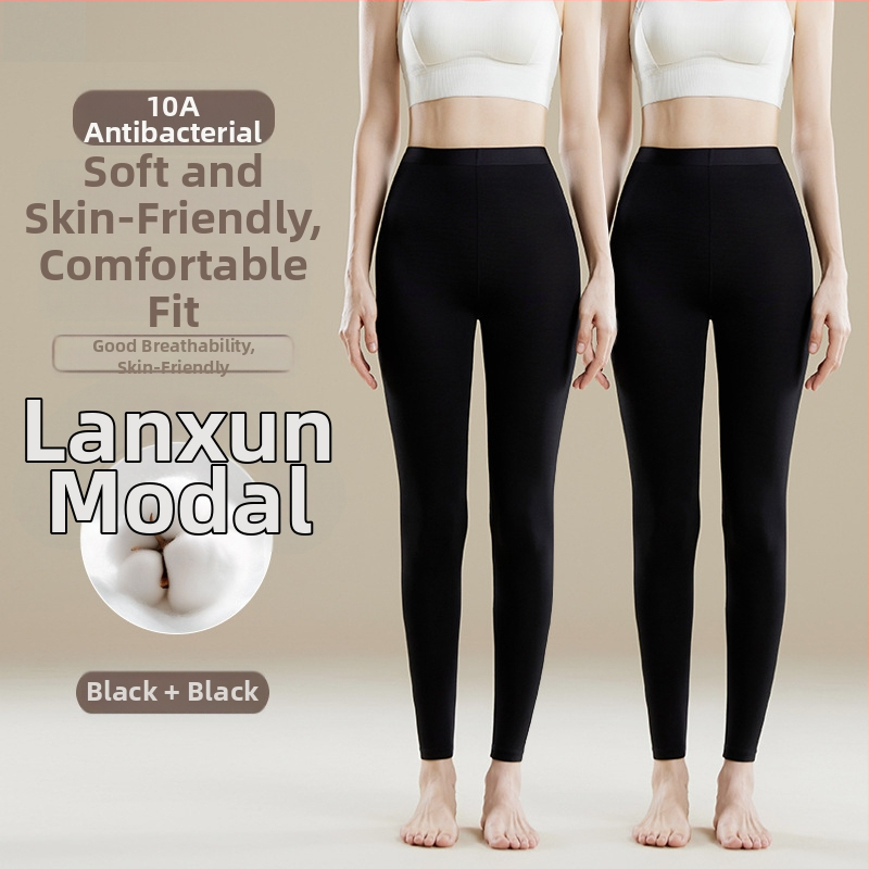 Pantaloni termici femei talie înaltă - Amestec Modal, 30–50% modal, modelare corp, păstrează căldura, culoare uni