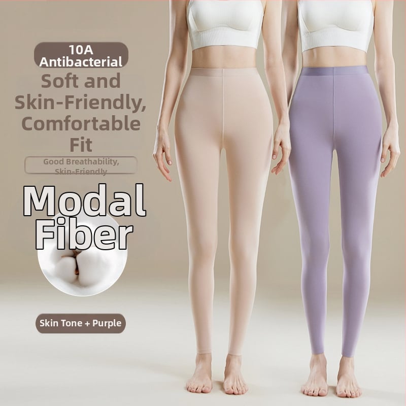 Pantaloni termici femei talie înaltă - Amestec Modal, 30–50% modal, modelare corp, păstrează căldura, culoare uni