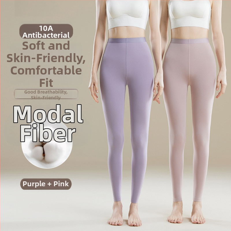 Pantaloni termici femei talie înaltă - Amestec Modal, 30–50% modal, modelare corp, păstrează căldura, culoare uni