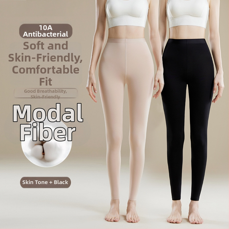 Pantaloni termici femei talie înaltă - Amestec Modal, 30–50% modal, modelare corp, păstrează căldura, culoare uni