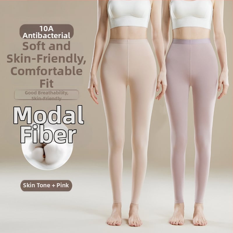 Pantaloni termici femei talie înaltă - Amestec Modal, 30–50% modal, modelare corp, păstrează căldura, culoare uni