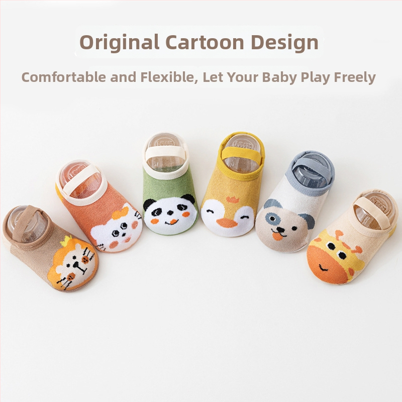Detské vnútorné protišmykové podlahové ponožky, 80% bavlna, karikatúrny vzor, jarné leto jeseň