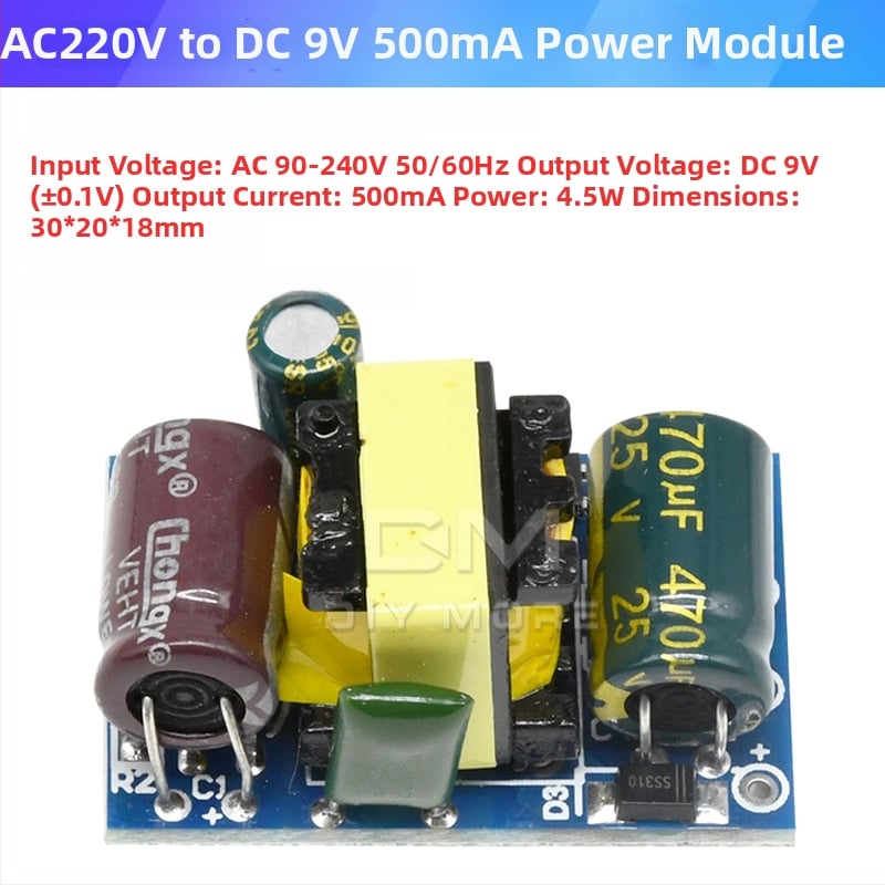 Стъпков понижаващ стабилизиращ захранващ модул, вход 220V AC, изходи 3.3/5/9/12/24V, 700mA, с превключваща захранваща схема