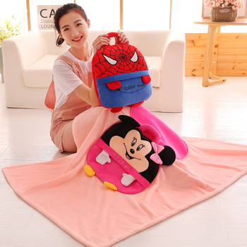 Dvojfunkčný auto vankúš-deka, kreslený štýl, plyšový materiál, PP bavlnená výplň, prispôsobiteľné