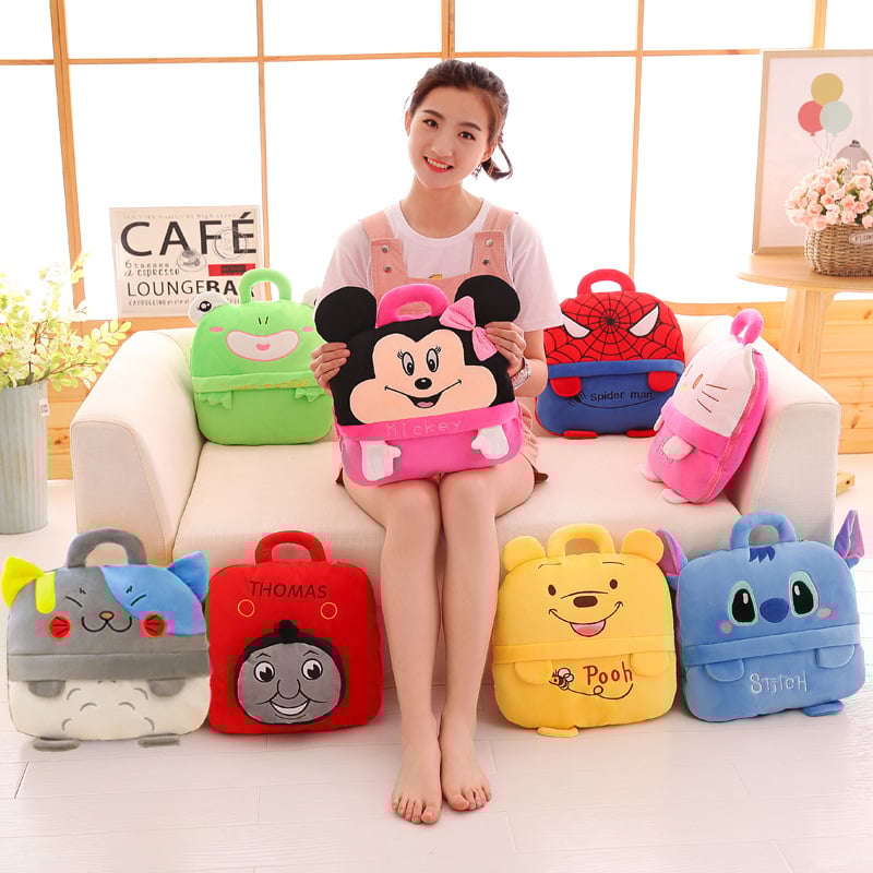 Dvojfunkčný auto vankúš-deka, kreslený štýl, plyšový materiál, PP bavlnená výplň, prispôsobiteľné