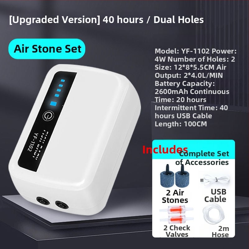 Yafeng зареждаема помпа за обогатяване на кислород за риби, AC-DC литиева батерия, преносимо USB устройство за външна и домашна употреба