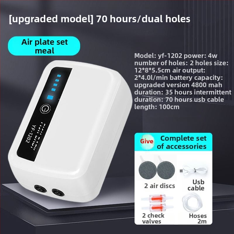 Yafeng зареждаема помпа за обогатяване на кислород за риби, AC-DC литиева батерия, преносимо USB устройство за външна и домашна употреба
