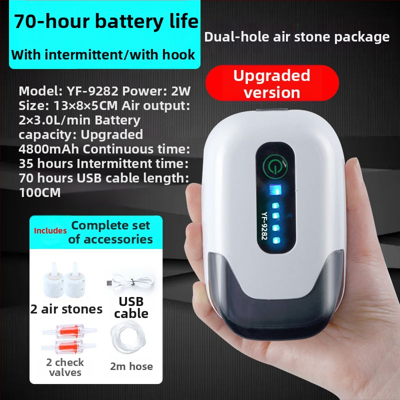 Yafeng зареждаема помпа за обогатяване на кислород за риби, AC-DC литиева батерия, преносимо USB устройство за външна и домашна употреба
