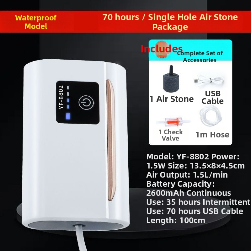 Yafeng зареждаема помпа за обогатяване на кислород за риби, AC-DC литиева батерия, преносимо USB устройство за външна и домашна употреба