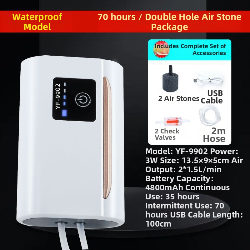 Yafeng зареждаема помпа за обогатяване на кислород за риби, AC-DC литиева батерия, преносимо USB устройство за външна и домашна употреба