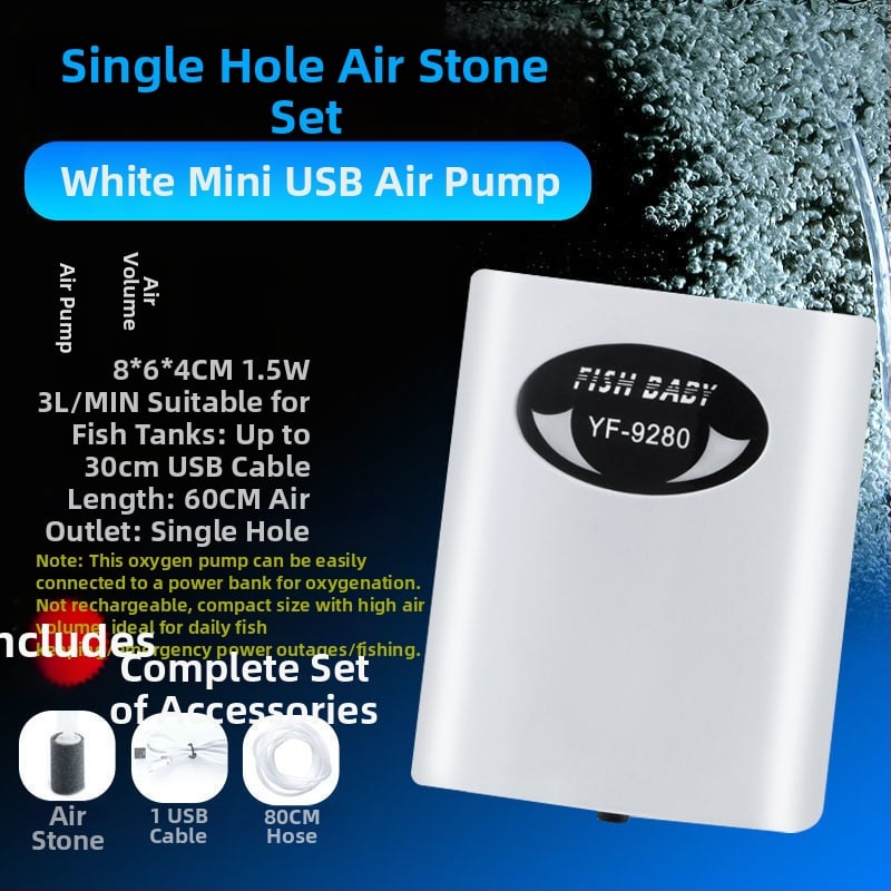 Yafeng зареждаема помпа за обогатяване на кислород за риби, AC-DC литиева батерия, преносимо USB устройство за външна и домашна употреба