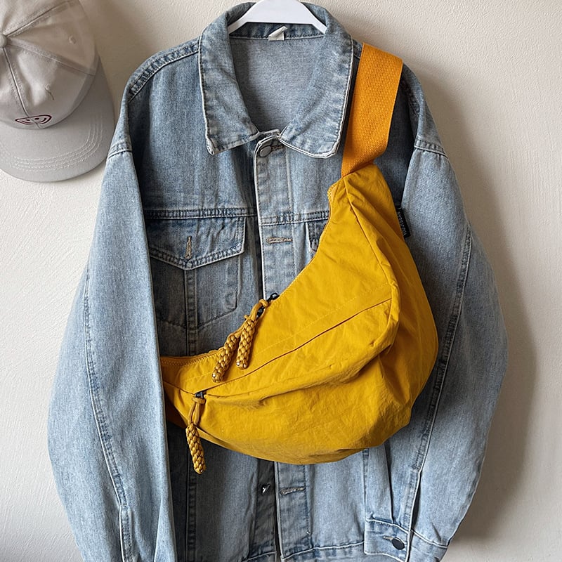 Dumpling crossbody torba — gradska jednostavnost, Oxford tkanina, stil dumpling bun, ljeto 2025, svakodnevna upotreba