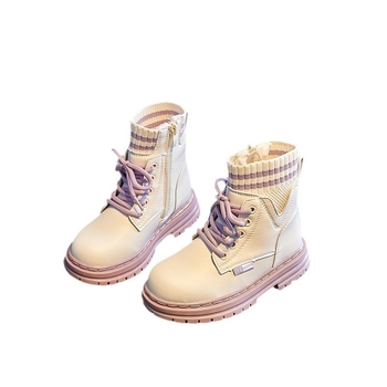 Παιδικά μποτάκια Μάρτιν για κορίτσια, πριγκιπικό στυλ, αδιάβροχα και αντιολισθητικά, καουτσούκ σόλα, πλαϊνό φερμουάρ, χαμηλός ύψος, ριγέ σχέδιο