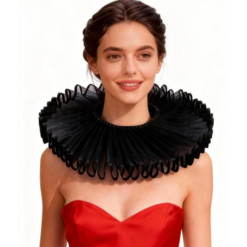 Ruff ovratnik – Elizabethan retro cosplay dodatak, srednjovjekovni renesansni stil, Shakespeareov uzorak, mrežasti materijal, podstava od poliestera, proljeće 2025