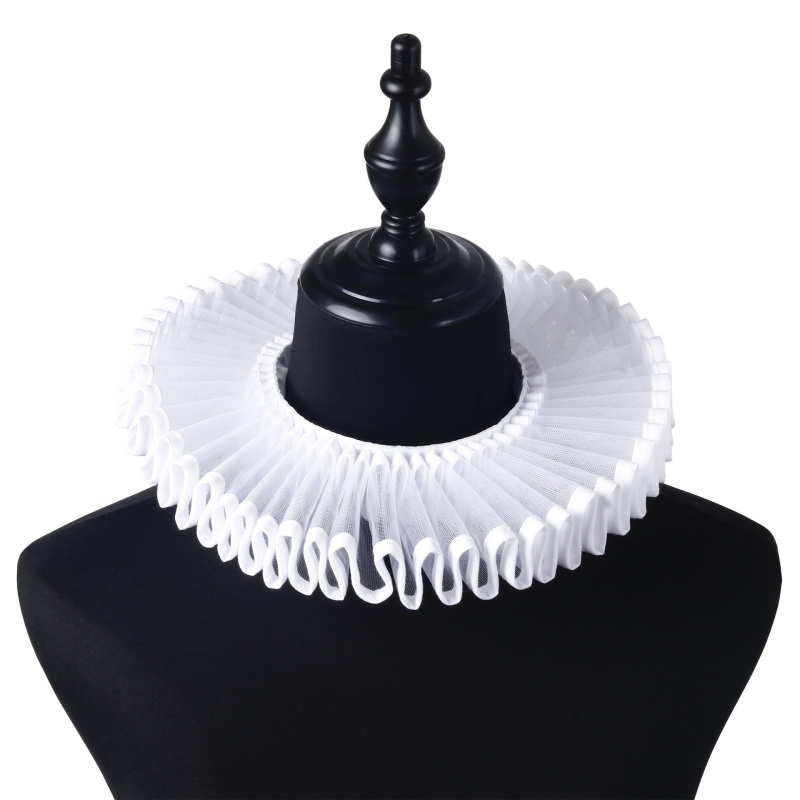 Ruff ovratnik – Elizabethan retro cosplay dodatak, srednjovjekovni renesansni stil, Shakespeareov uzorak, mrežasti materijal, podstava od poliestera, proljeće 2025