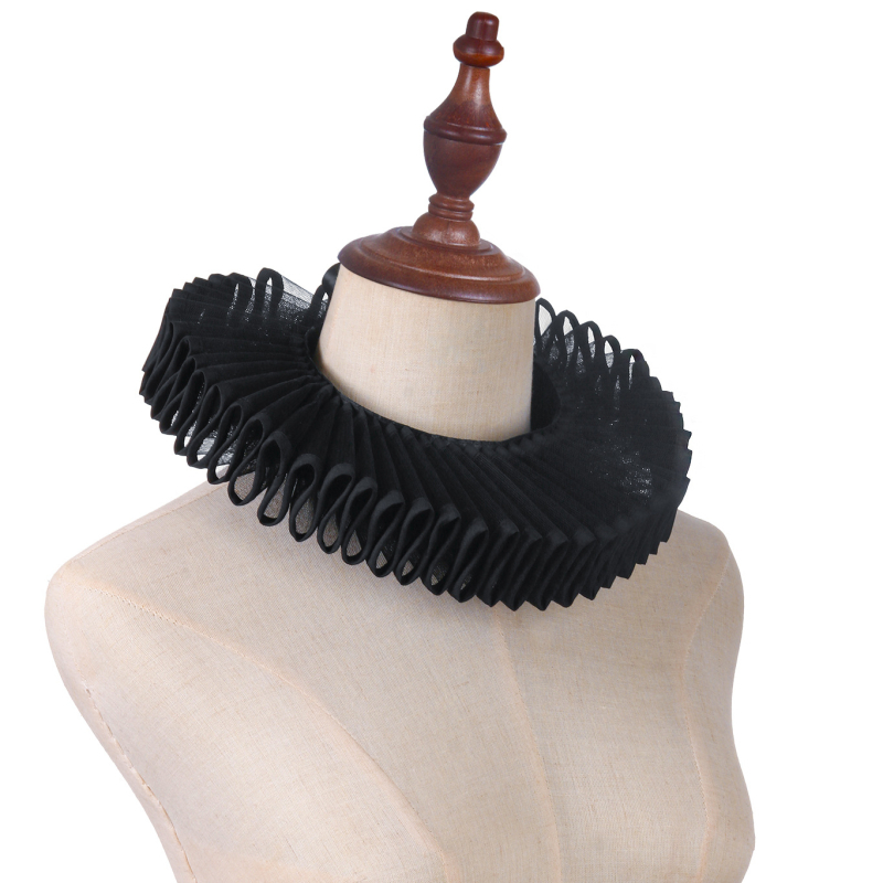 Ruff ovratnik – Elizabethan retro cosplay dodatak, srednjovjekovni renesansni stil, Shakespeareov uzorak, mrežasti materijal, podstava od poliestera, proljeće 2025
