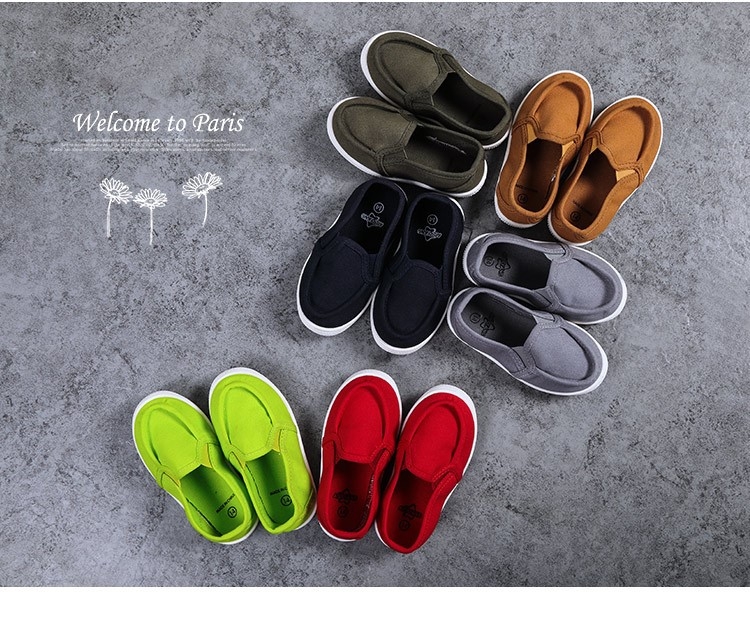 Παιδικά παπούτσια slip-on από καμβά, κορεάτικου στυλ, χαμηλό άνω μέρος, υφασμάτινο πάτο, πλαστική σόλα