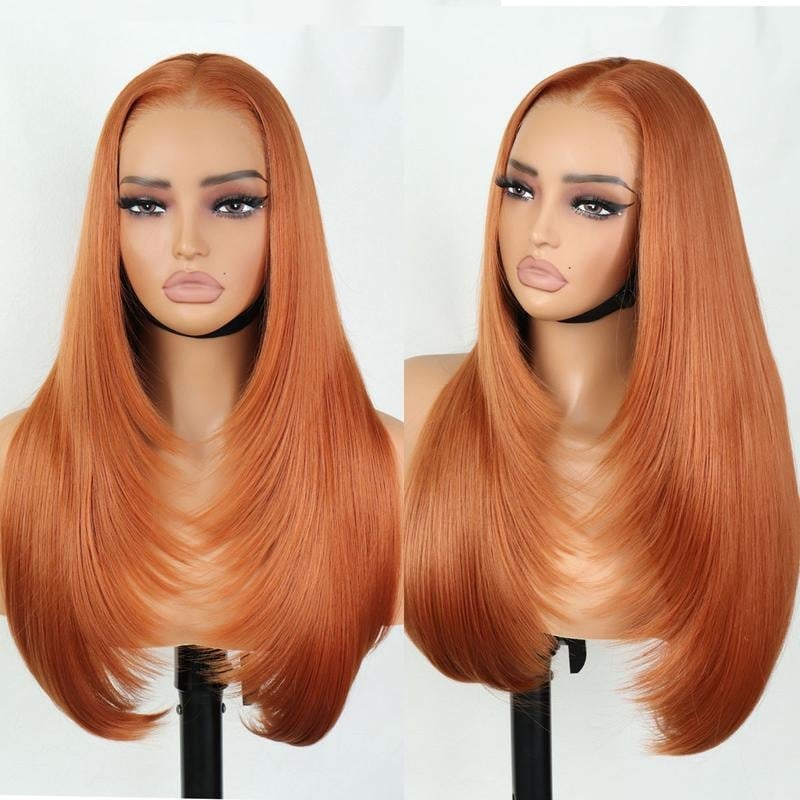 Păr exotic cu Lace-front, păr lung drept, parte la mijloc, țesută manual, fibre termorezistente, model A-270