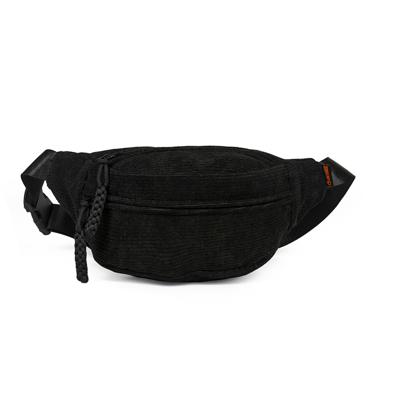 Ženska crossbody torbica od corduroy materijala - 2025 zima, zatvaranje zipom, džep za dokumente, vanjski patch džep, srednja tvrdoća