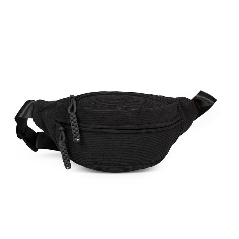 Ženska crossbody torbica od corduroy materijala - 2025 zima, zatvaranje zipom, džep za dokumente, vanjski patch džep, srednja tvrdoća