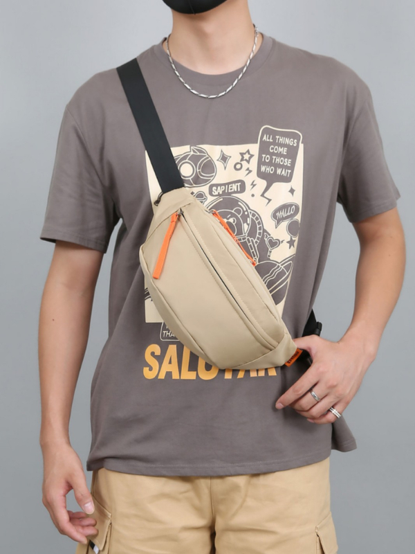 Pojasna crossbody torba, ulični stil, poliester, zatvarač, unutarnji džepovi za telefon i dokumente, ljeto 2025